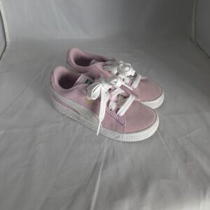 Puma Suede Shoes Kids Size 10C Pink Low Top 353636-52 Classic Sneakers